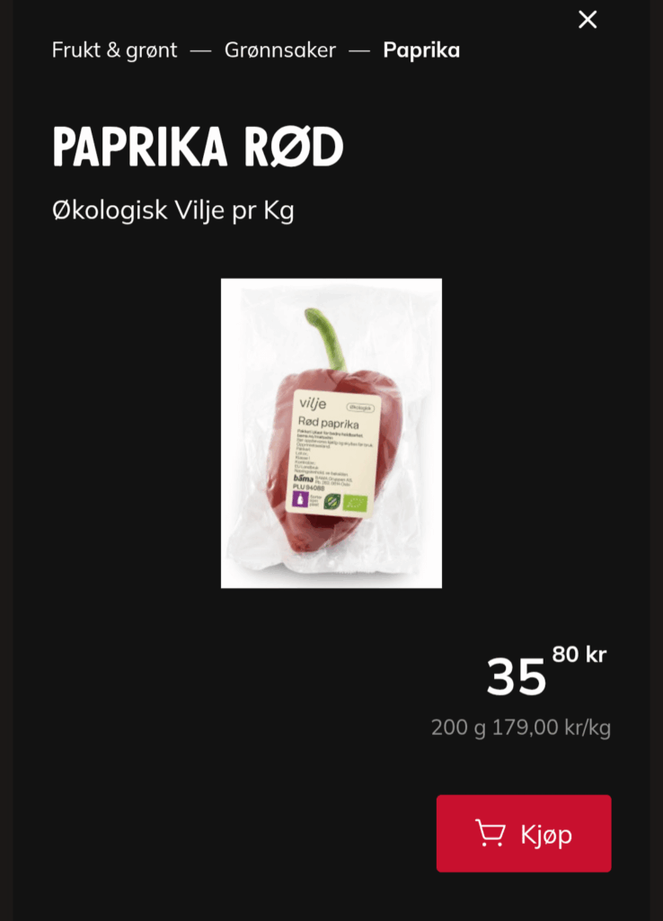 "It's one paprika, Michael. How much could it cost, 179 kr/kg?"