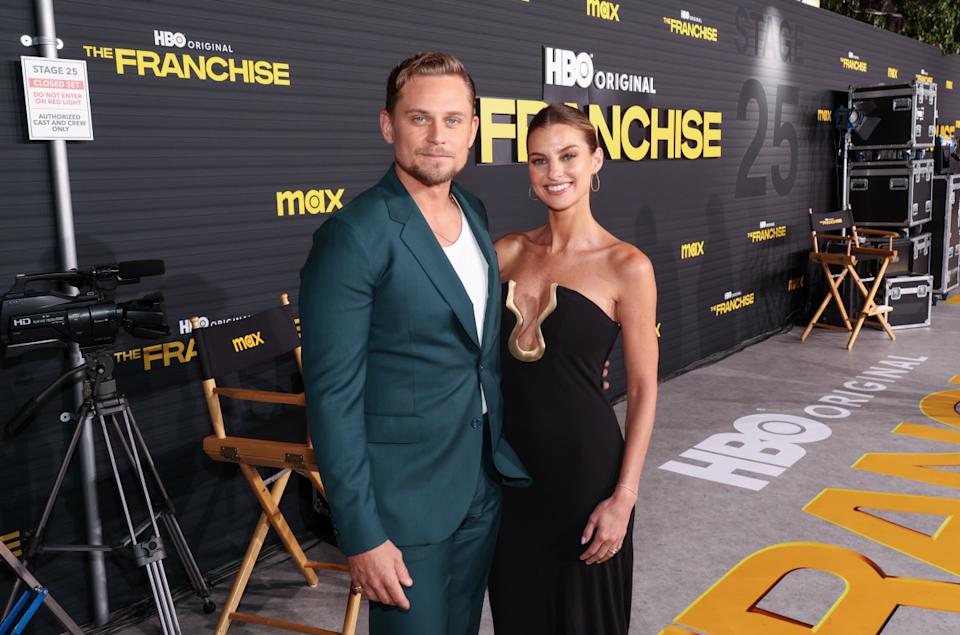 Billy Magnussen and Erica Firestone at the premiere of "The Franchise" held at Paramount Theater.<p><a href="https://www.gettyimages.com/detail/2175344767" rel="nofollow noopener" target="_blank" data-ylk="slk:Variety&sol;Getty Images;elm:context_link;itc:0;sec:content-canvas" class="link ">Variety&sol;Getty Images</a></p>