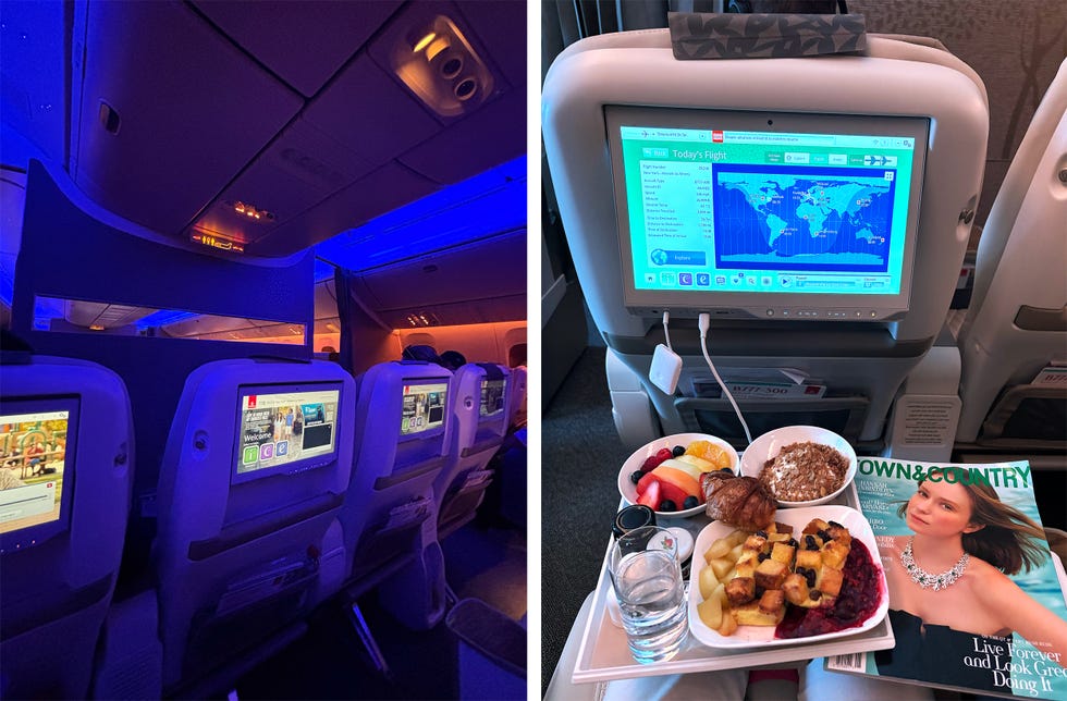 Inside the Premium Economy cabin on Emirates.