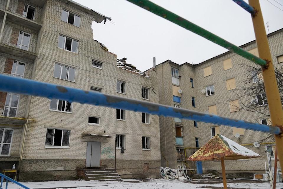 KURSK, RUSSIA - JANUARY 16: A view of the damaged Lgov town after the Ukrainian army launched on aug. 06 attacks in Kursk Oblast, Russia on January 16, 2025. In the city, which was damaged by missile and drone attacks by the Ukrainian army, the Russian army has increased security measures, while the damages are being repaired in order for life to return to normal. (Photo by Vladimir Aleksandrov/Anadolu via Getty Images)