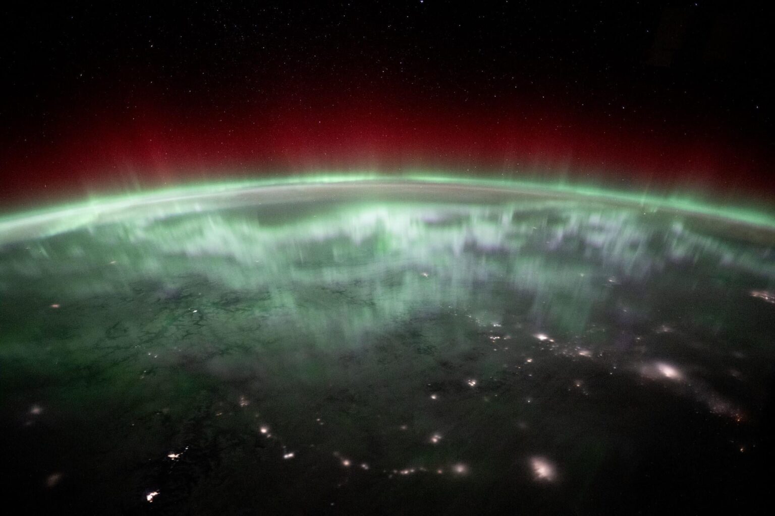 Auroras and stars seen above Canada