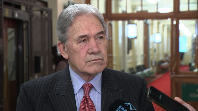 Foreign Affairs Minister Winston Peters speaks to media this morning. 