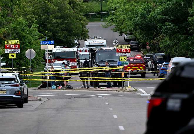 Law enforcement officials are on scene to investigate an attack on the Pearl Street Mall in Boulder, Colorado on June 1, 2025.