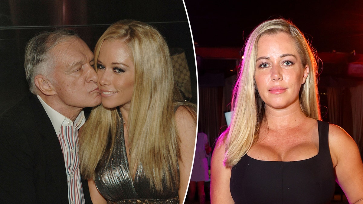 A split of Kendra Wilkinson with Hugh Hefner and Kendra now