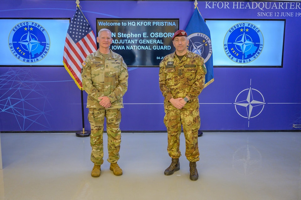 Barduani meets with the commander of the Iowa National Guard, they talk about the situation in Kosovo Barduani meets with the commander of the Iowa National Guard, they talk about the situation in Kosovo