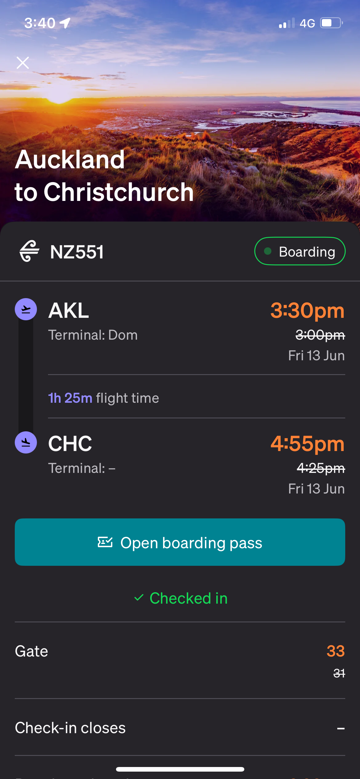 NZ551 flight delay