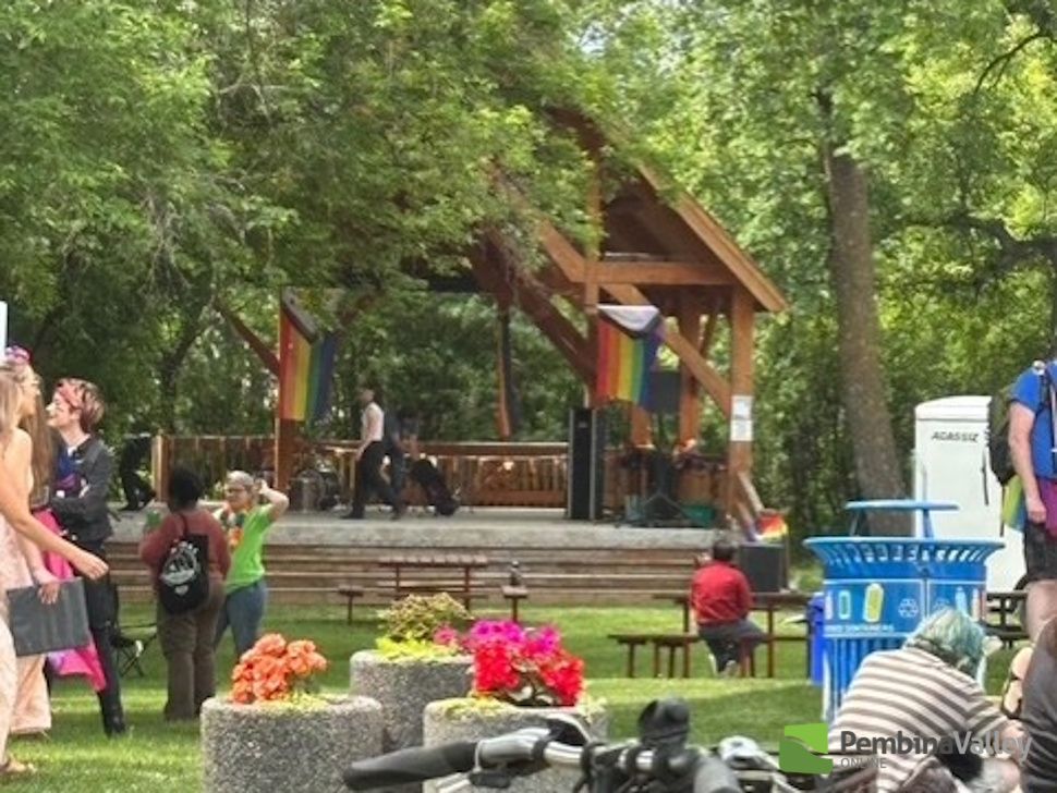 Pride flags on a stage