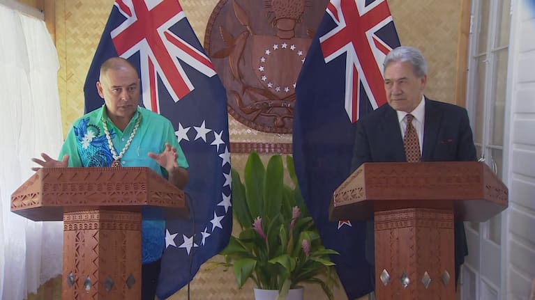 Foreign Minister Winston Peters with Cook Islands Prime Minister Mark Brown. 