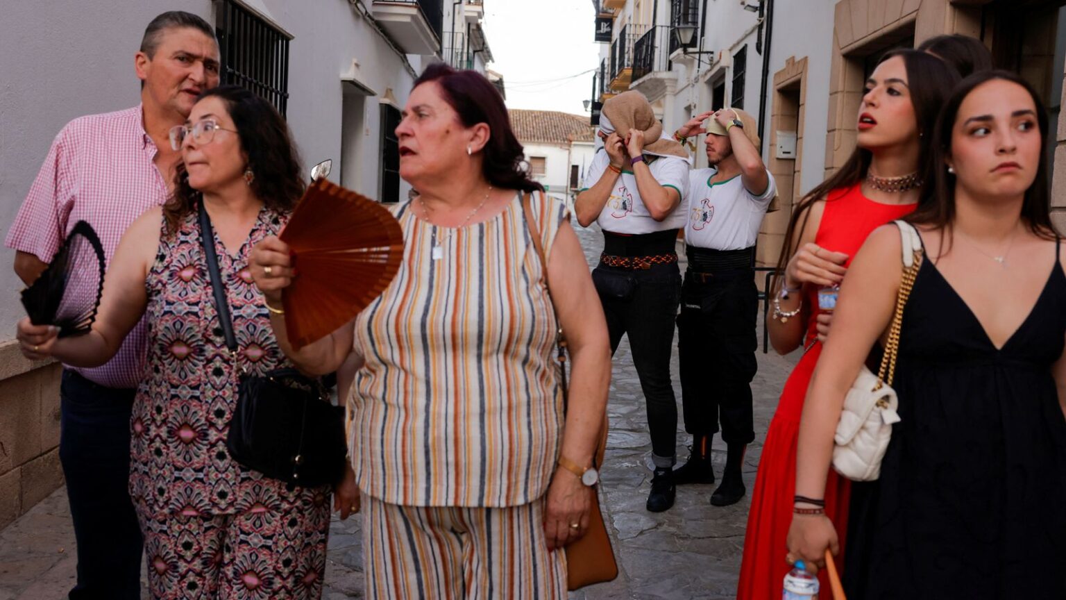Locals fan themselves in Ronda, Spain. Pic: Reuters