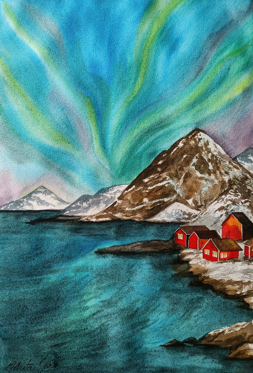 A painting I made of Lofoten islands, Norway ...I hope to visit it someday.