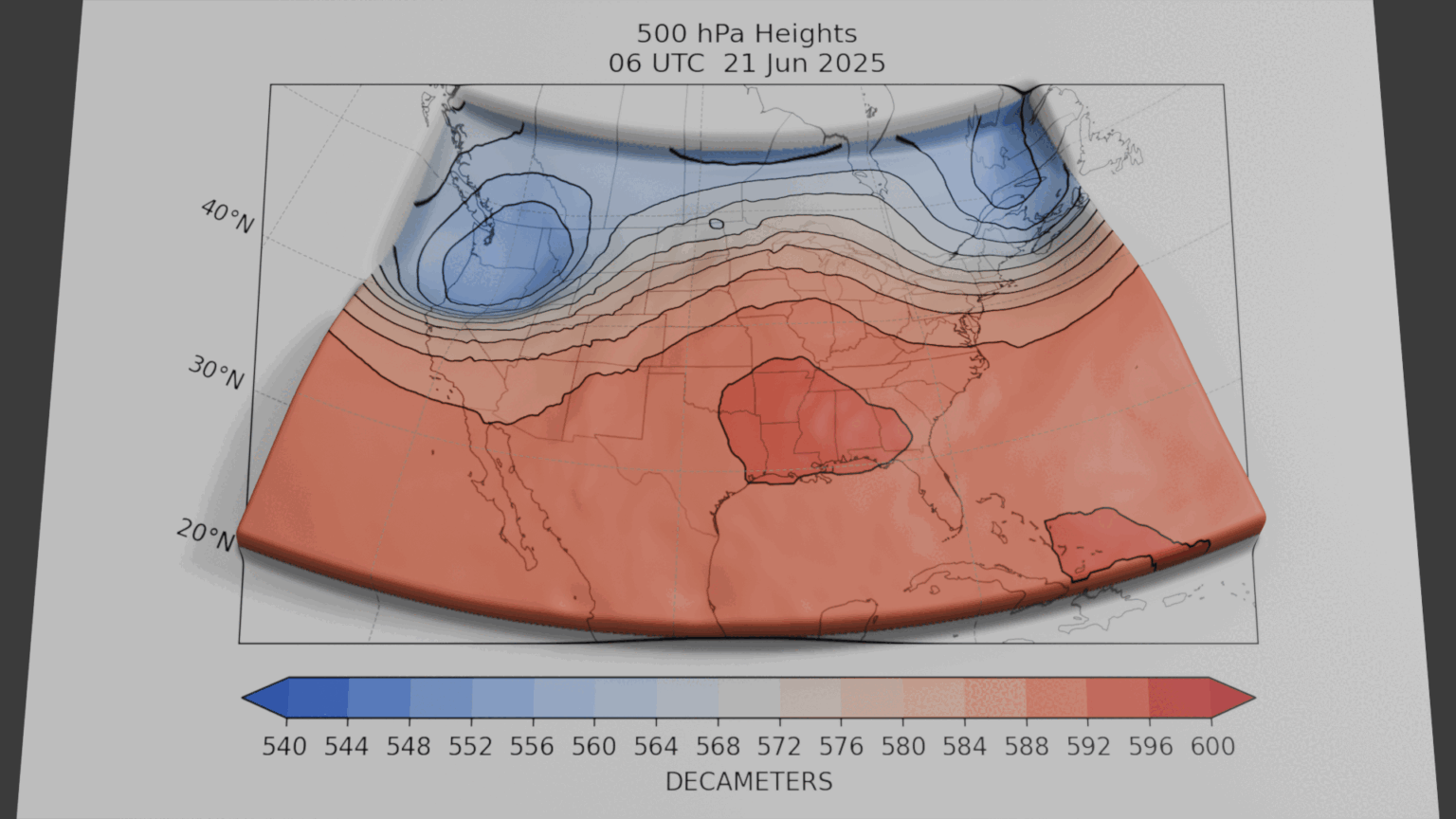 Development of the heat dome over the eastern US [OC]