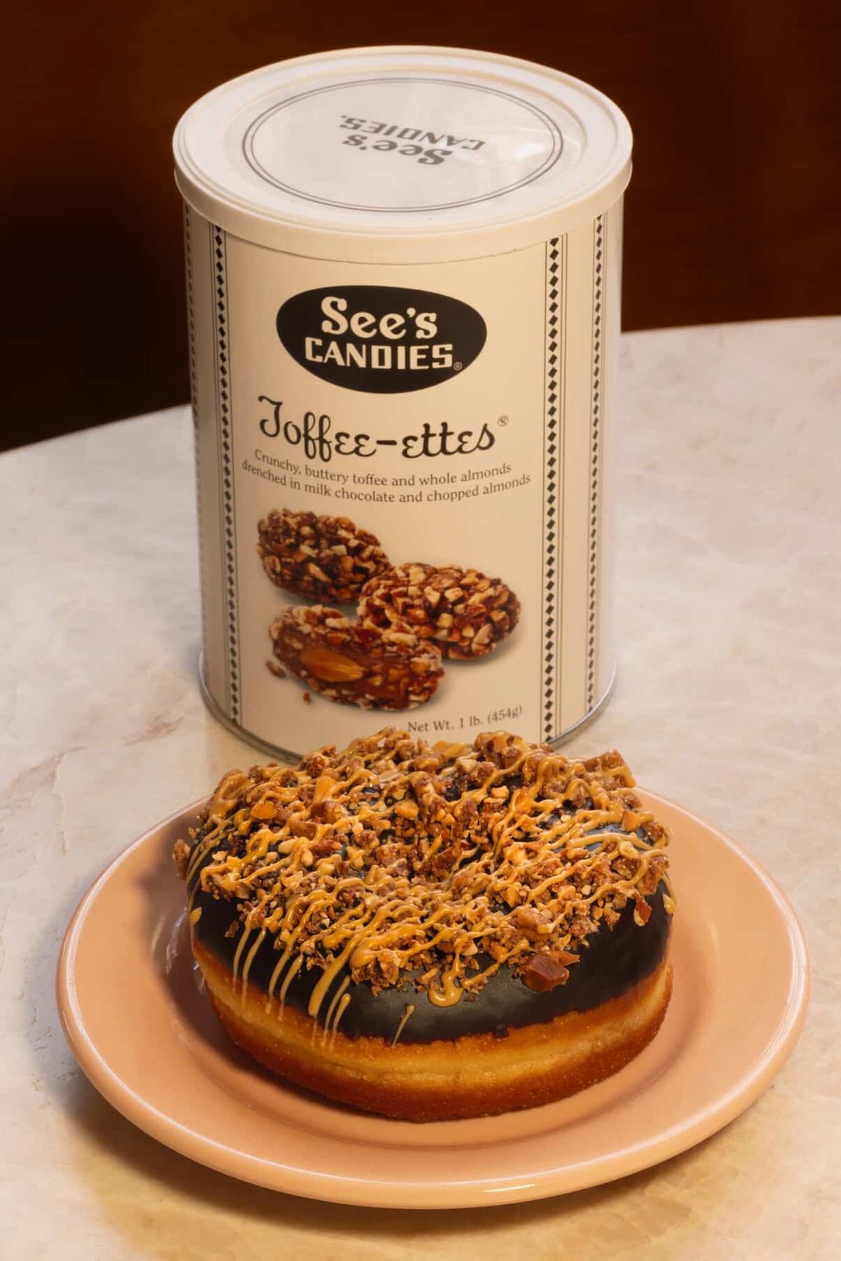 A special edition doughnut with candies.