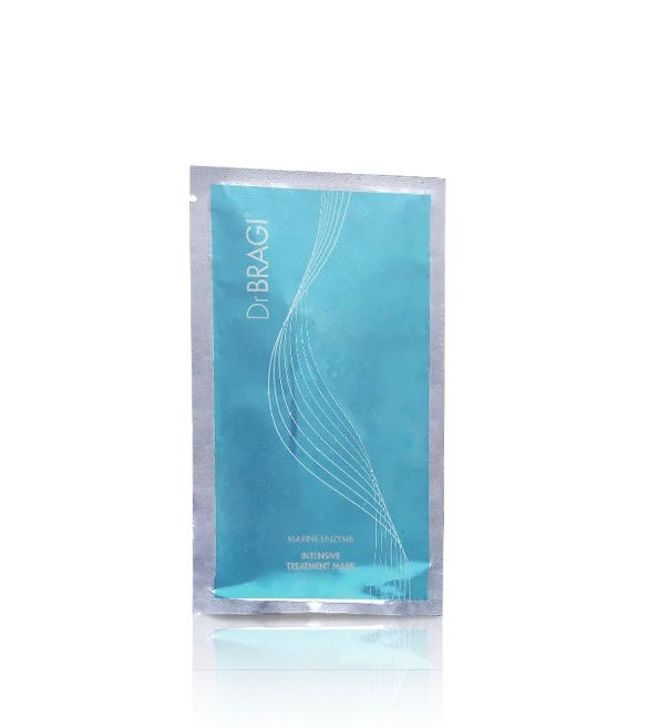 Dr. BRAGI Marine Enzyme Intensive Treatment Mask, available in a teal and silver sachet.