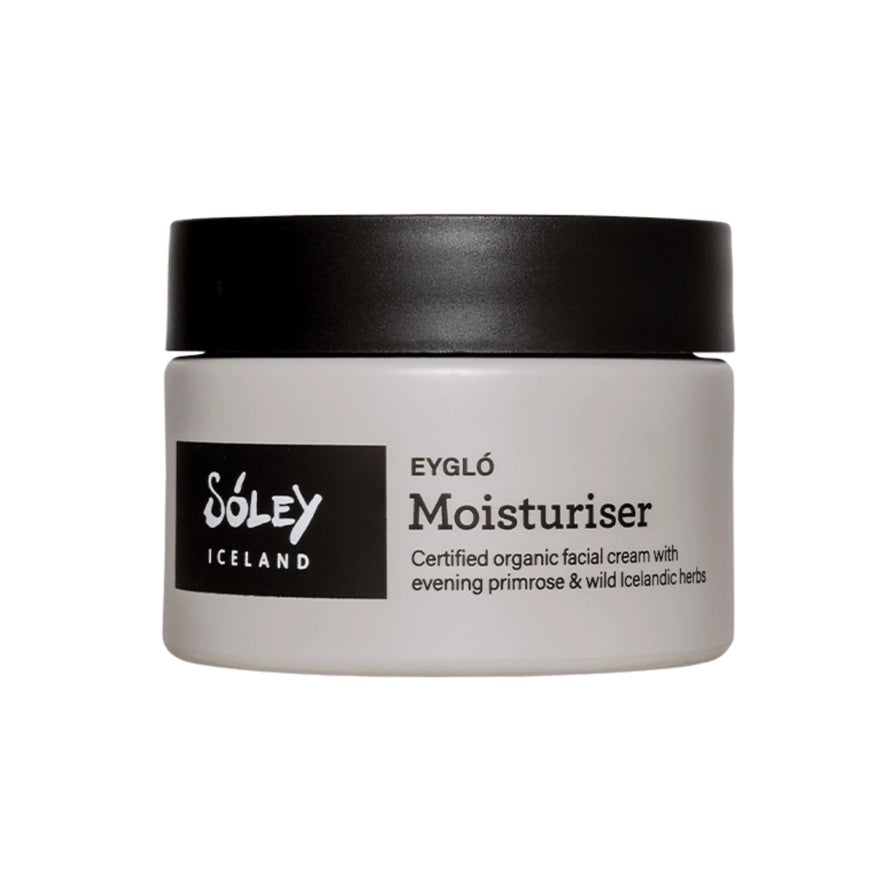 Sóley Organics Eygló Moisturiser is an organic facial cream with evening primrose & wild Icelandic herbs.