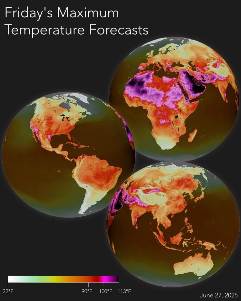 [OC] Friday’s maximum temperature forecasts (in case you haven’t noticed it is HOT)