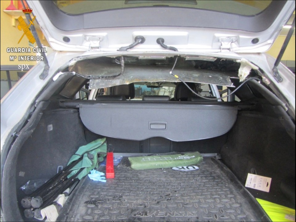 Cannabis hidden in a car's trunk.