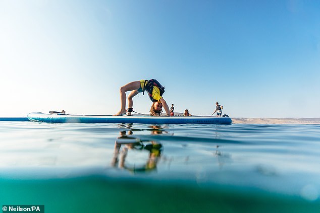 Paddleboarders get some exercise near Messini
