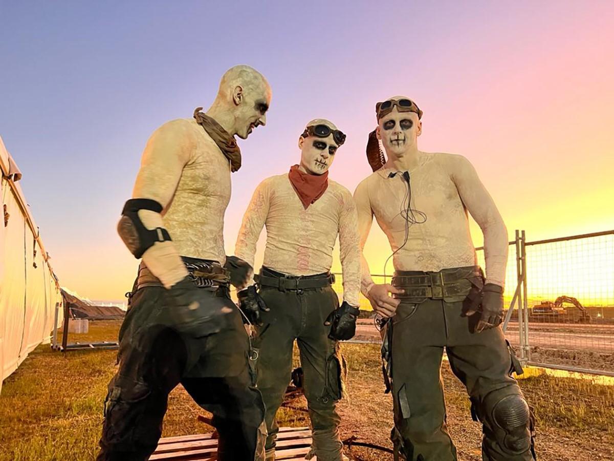 Pace (centre) on the set of Furiosa, the sequel to Mad Max: Fury Road.