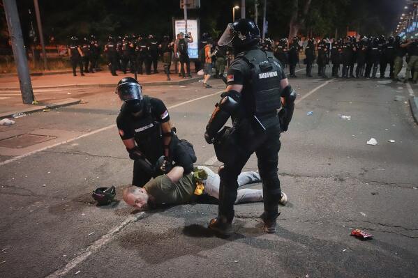 Several detained in Serbia following clashes with police Several detained in Serbia following clashes with police