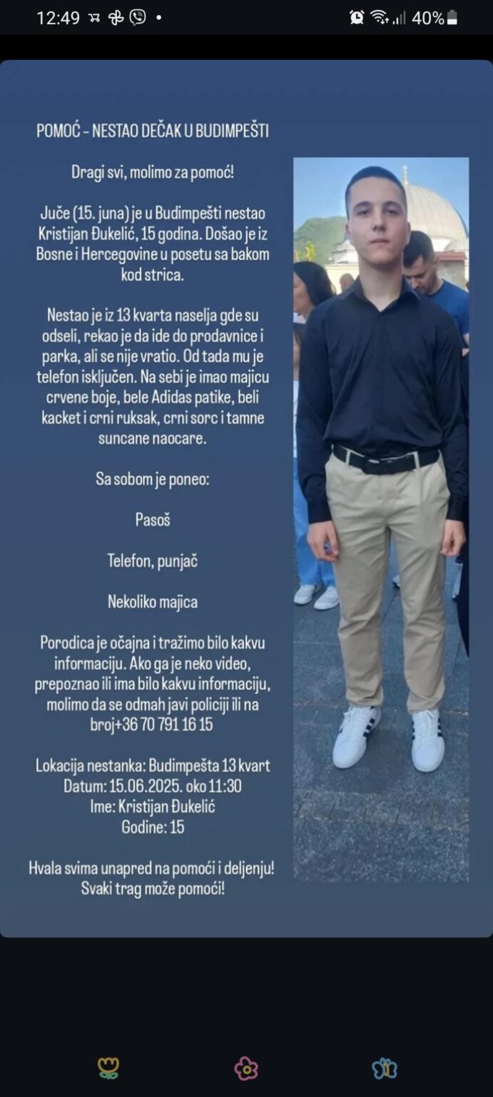 Missing boy in Budapest