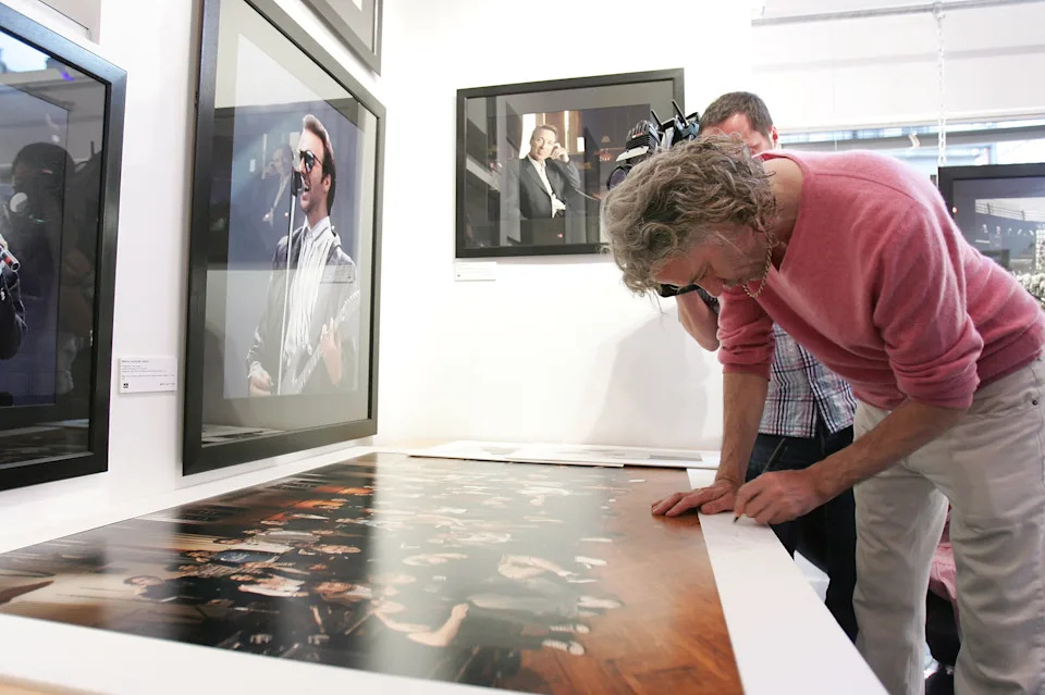 Sir Bob Geldof attends the "Live Aid: Then & Now" private view at the Getty Images Gallery on June 29, 2005 in London, England.