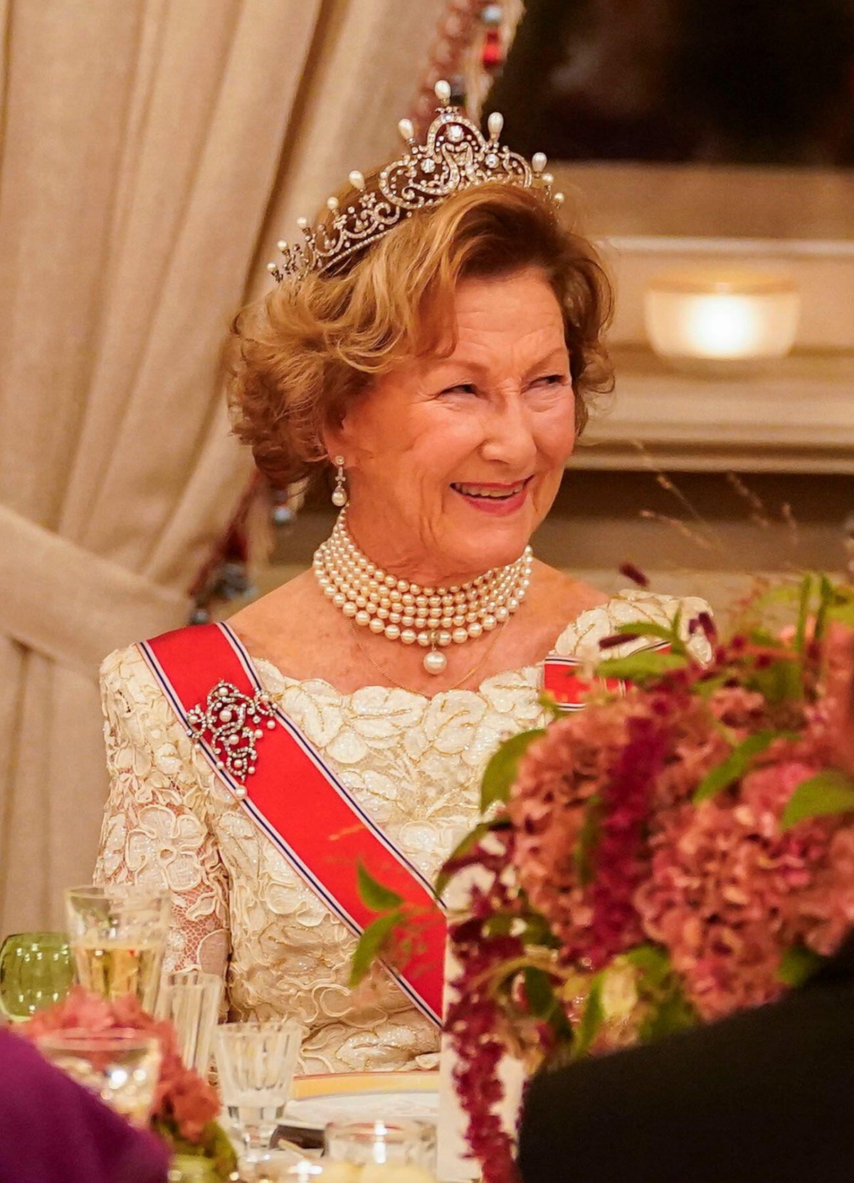 The Queen of Norway attends a dinner for representatives of the Storting at the Royal Palace in Oslo on October 26, 2023 (Terje Bendiksby/NTB/Alamy)