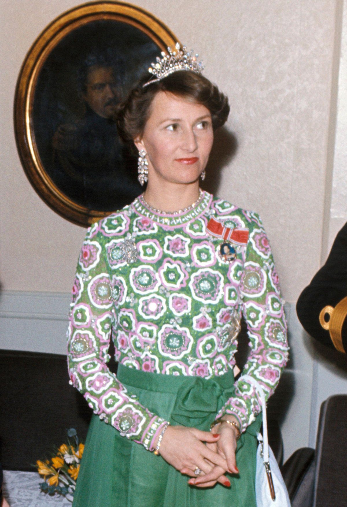 The Crown Princess of Norway attends a military society dinner in Oslo on February 15, 1975 (Vidar Knai/NTB/Alamy)