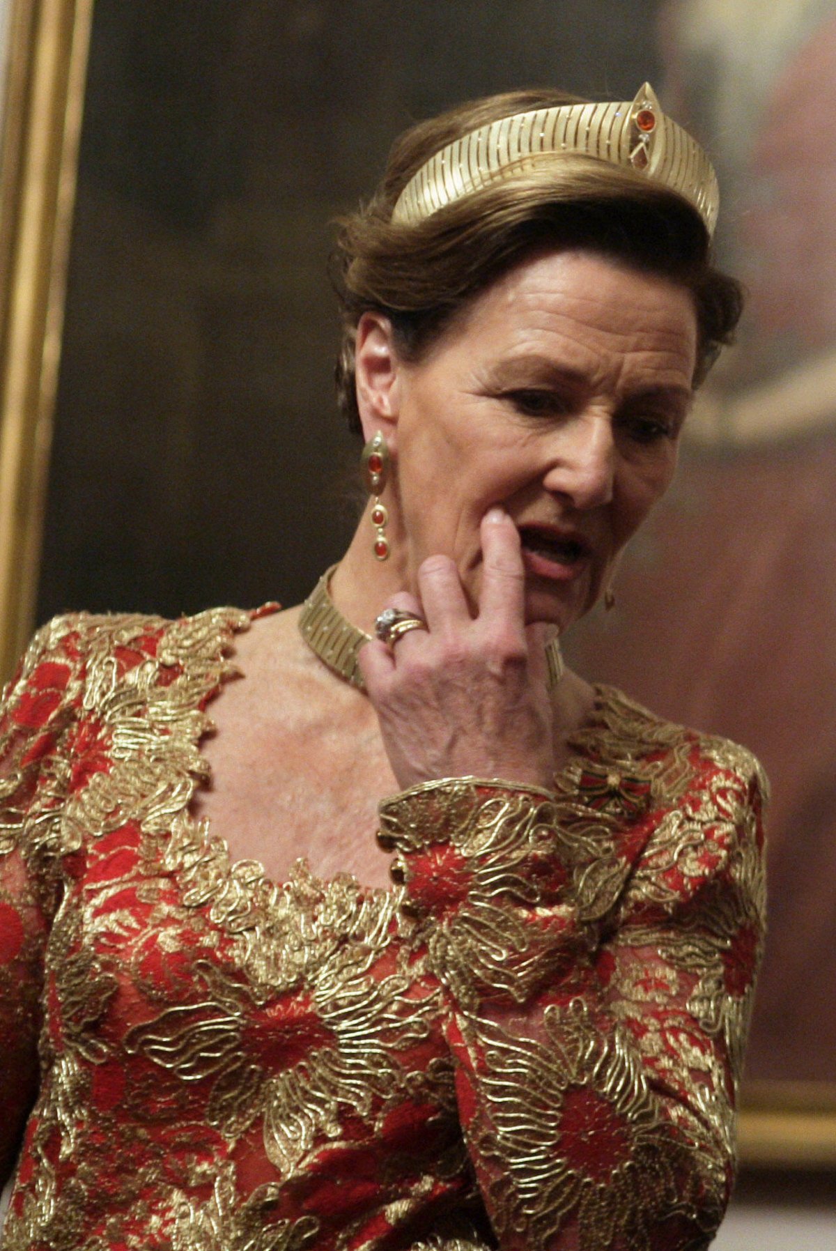 The Queen of Norway attends a state banquet at Bellevue Palace in Berlin on October 15, 2007 (Johannes Eisele/DPA Picture Alliance Archive/Alamy)