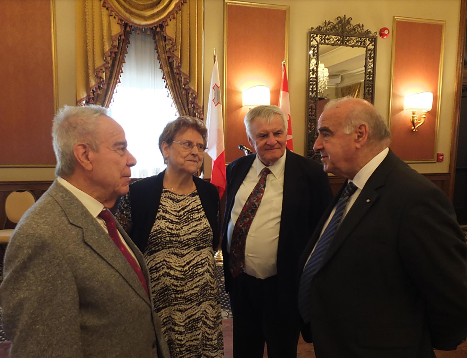 Ted Gauci, Loretta and Dan Brock, with Malta’s President George Vella, at the Liuna Station in Hamilton, Ontario, on May 27, 2023. Photo: Dan Brock