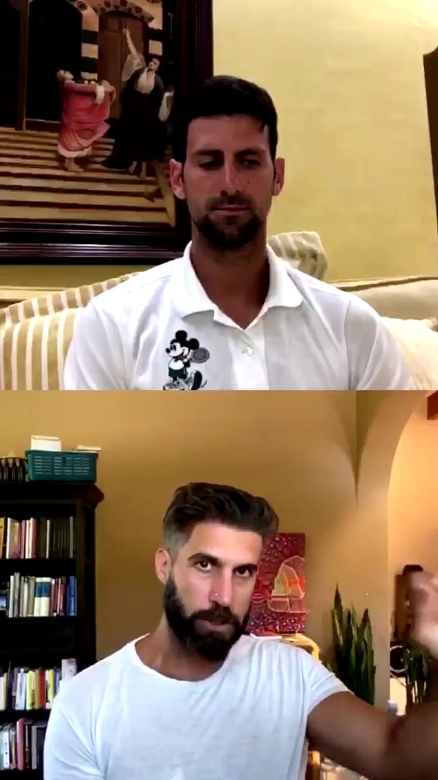 Djokovic's online chats with Chevrin Jafarieh (bottom) became notorious in the pandemic