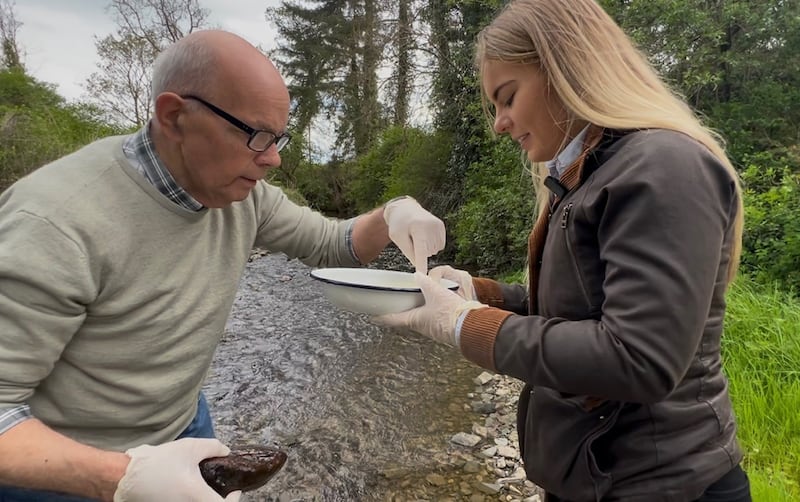 Alan and Bronagh Dempster checking for signs of river pollution