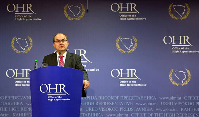 Christian Schmidt, the High Representative for Bosnia and Herzegovina. This year marks 30 years since Dayton. (AFP/File)