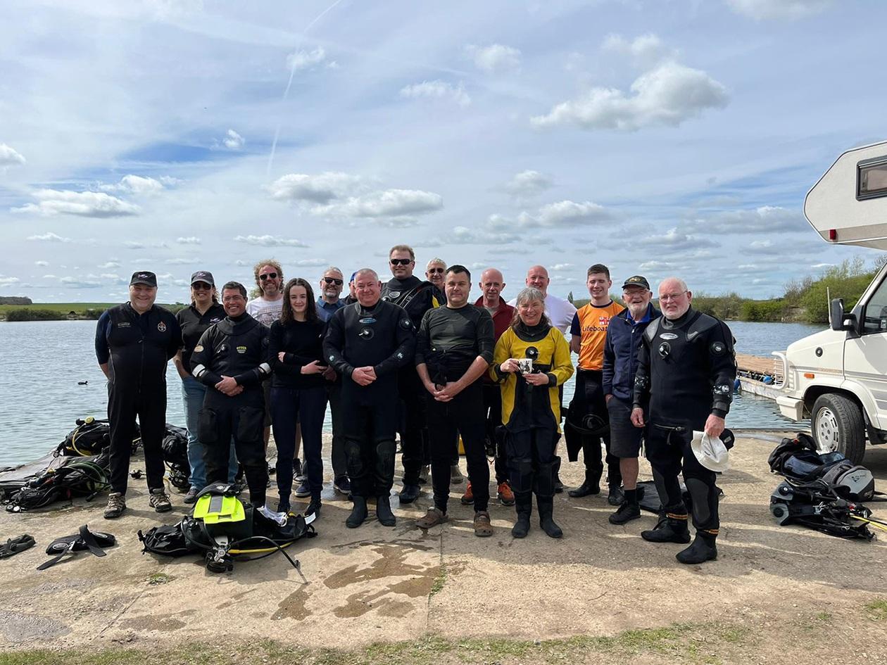 Lemon (far right) with members of his diving club in the UK. Photo: Susan Watters