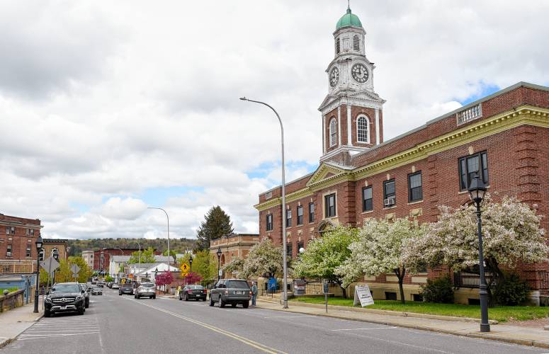 Athol Town Hall and Main Street.