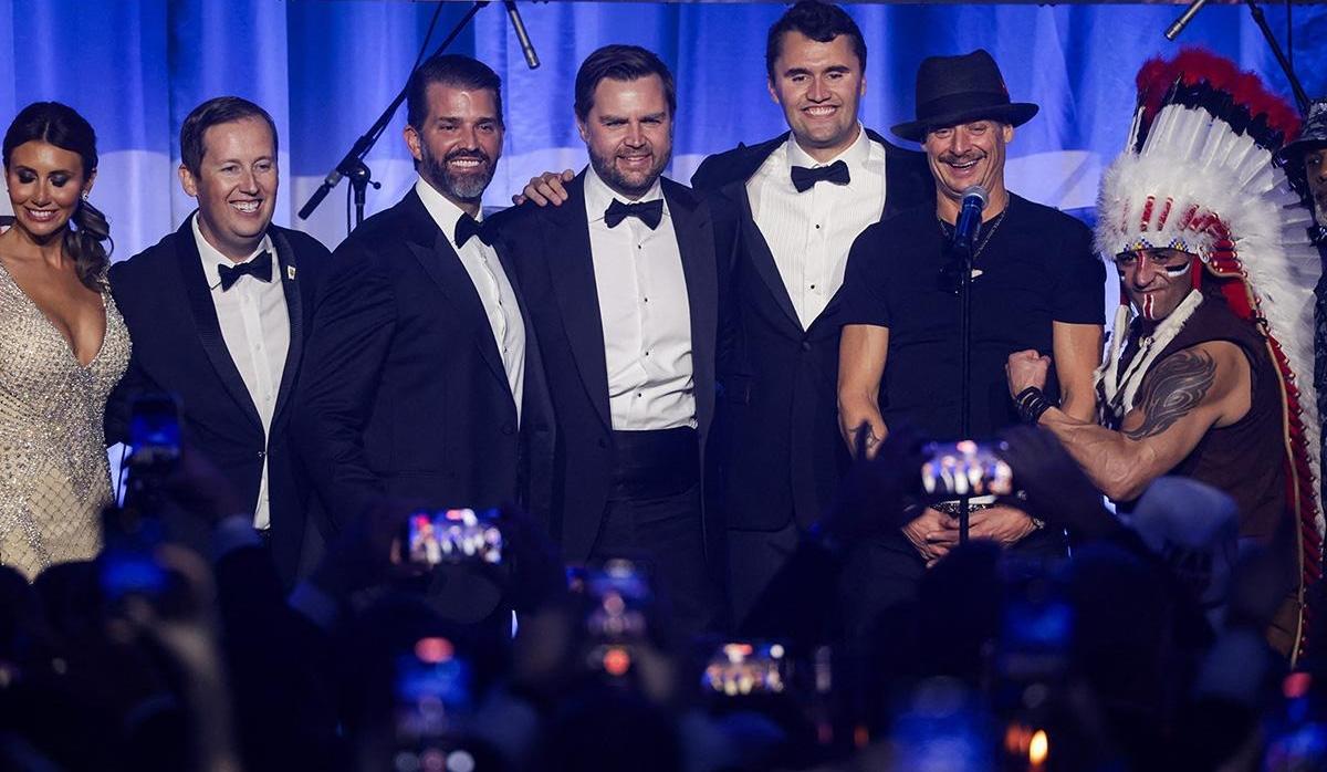 Sergio Gor (second from left) alongside other prominent members of Trump’s inner circle, including Donald Trump Jr (third from left) and Vice-President JD Vance (centre). Photo: Samuel Corum/Getty Images/AFP