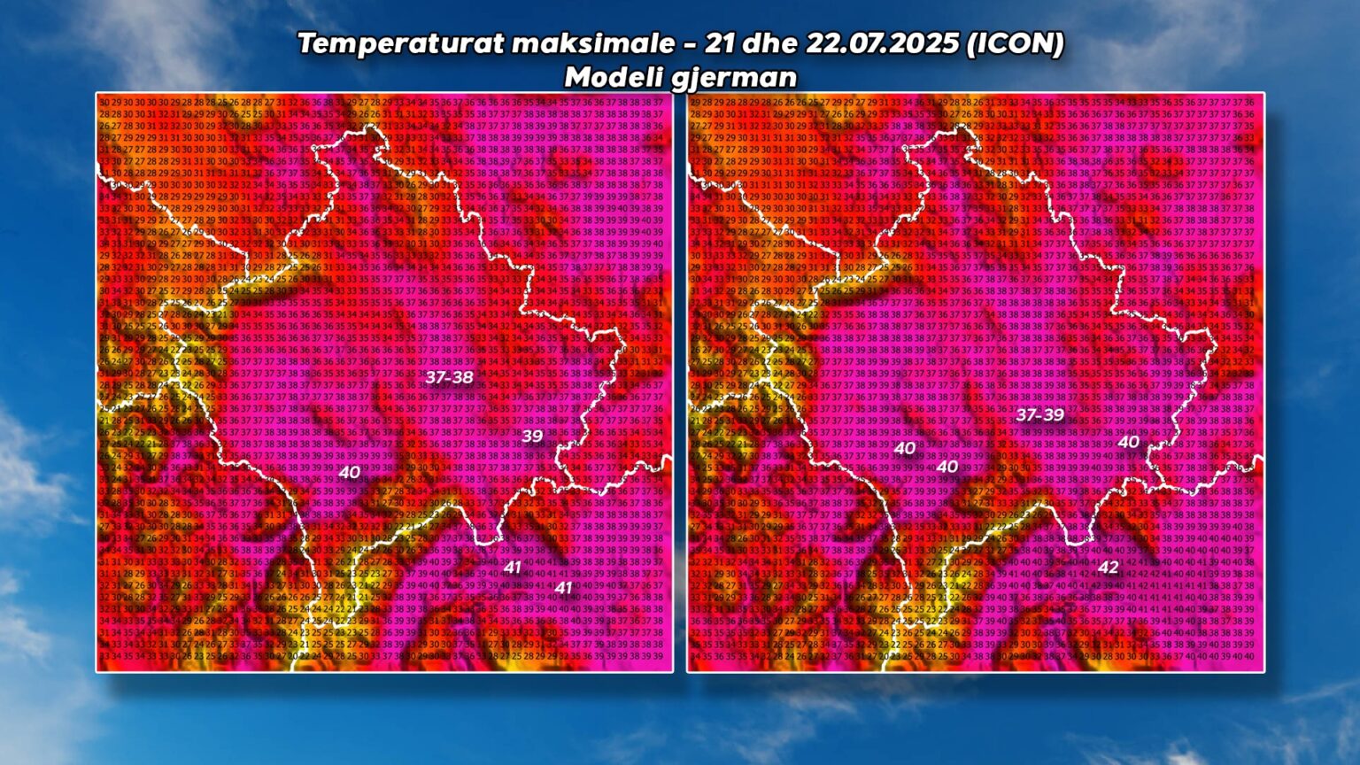 Temperature recorded in Kosovo today was 41°C, expected to reach 42°C