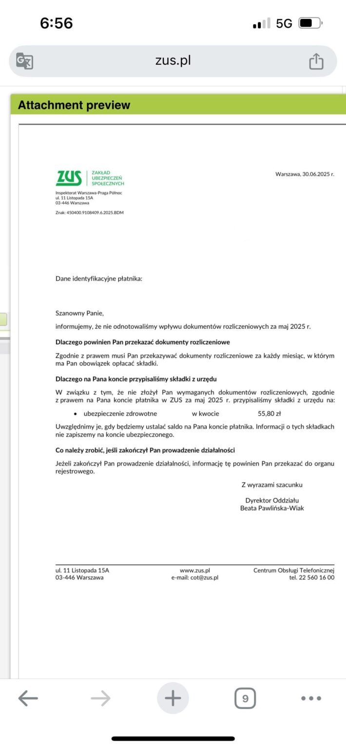 Help understanding a letter from ZUS Help understanding a letter from ZUS