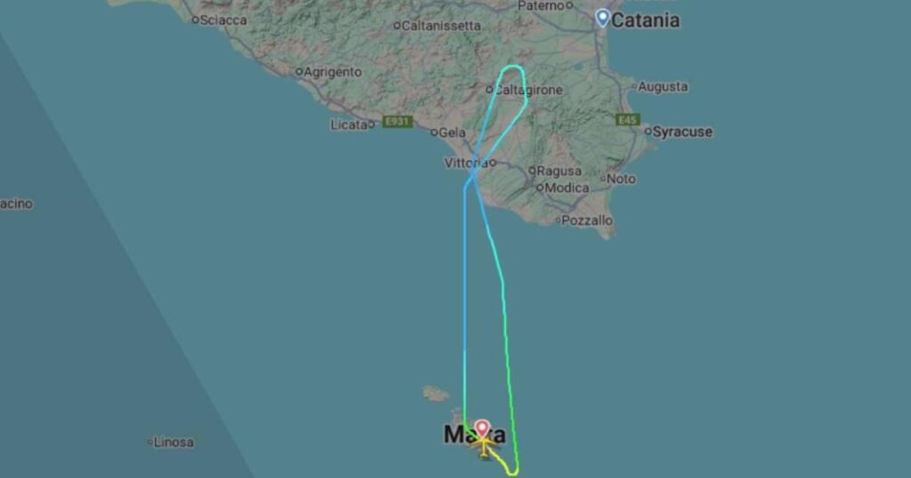 KM Malta flight to Catania forced to turn back due to crane on runway KM Malta flight to Catania forced to turn back due to crane on runway