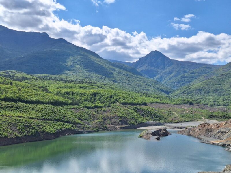 Kožuv Mountain and the new dam near village of Konsko. Photo by Meta.mk, used with permission.