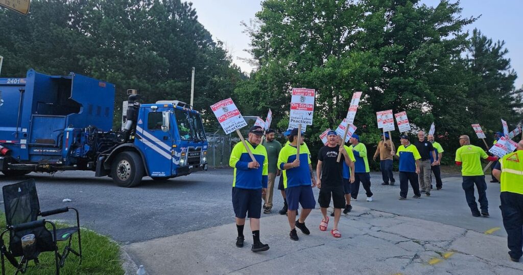 Teamsters trash collectors in Alpharetta go on strike against Republic