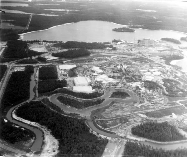 Walt Disney World Resort in Orlando in September, 1971. The Disney Wilderness Preserve was one of Florida's first mitigation banks. The preserve was created to offset wetland impacts from Disney parks and the Orlando International Airport. (Courtesy of Florida Memory)