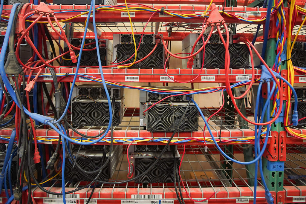 Bitcoin mining machines are seen at a facility in Houston on Nov. 14, 2022. Credit: Elizabeth Conley/Houston Chronicle via Getty Images