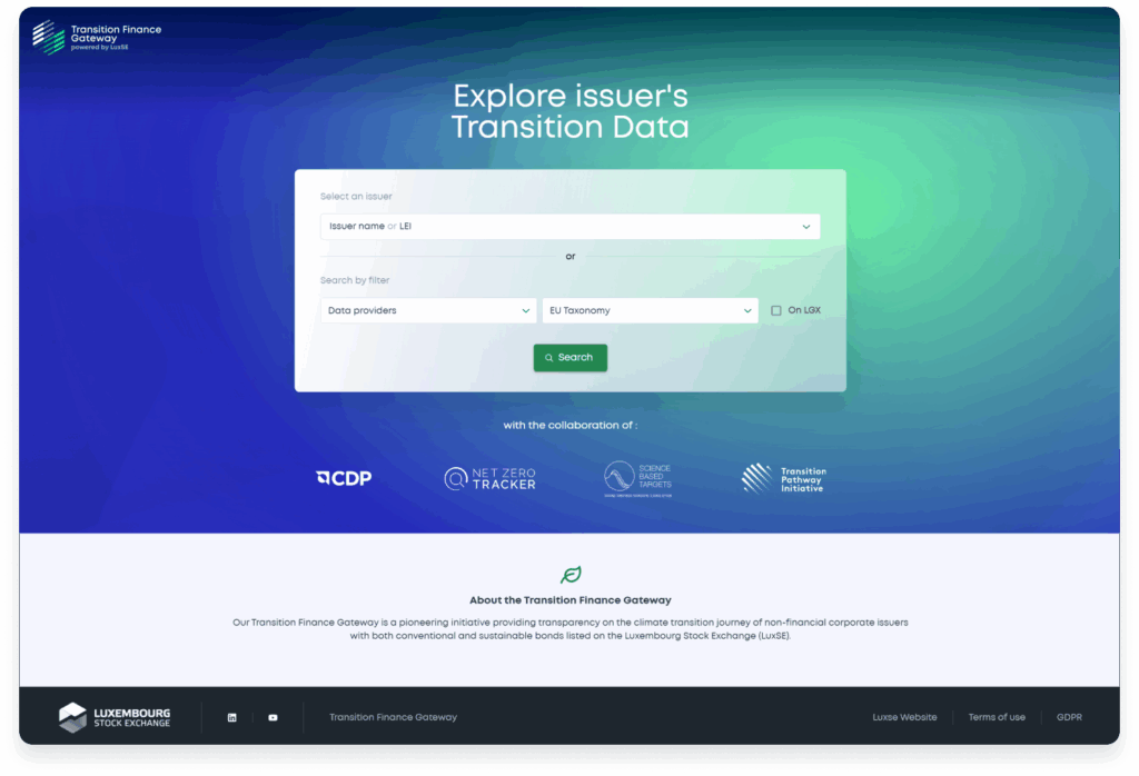 Luxembourg Stock Exchange Launches Transition Finance Gateway Using Net Zero Tracker Data