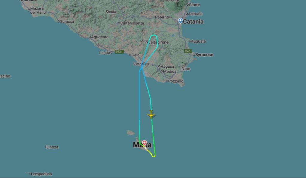 KM Malta plane headed to Catania unable to land due to crane