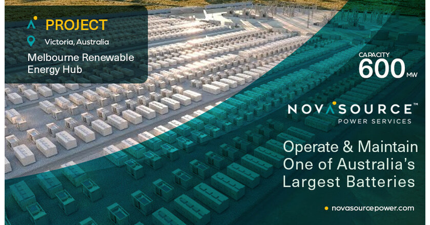 NovaSource Power Services Named O&M Partner for Landmark Melbourne Renewable Energy Hub in Australia