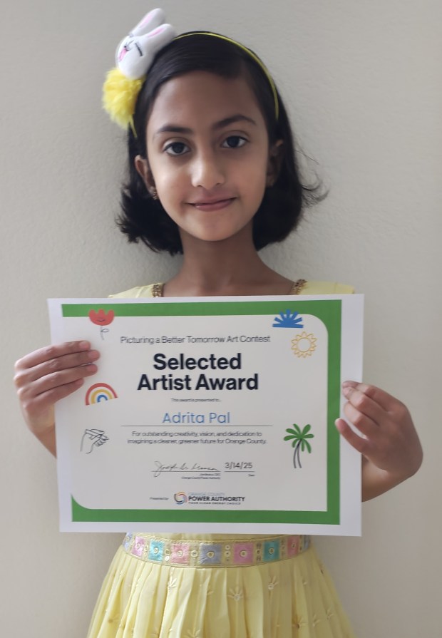 Adrita Pal, a second-grade student at Springbrook Elementary in Irvine,...
