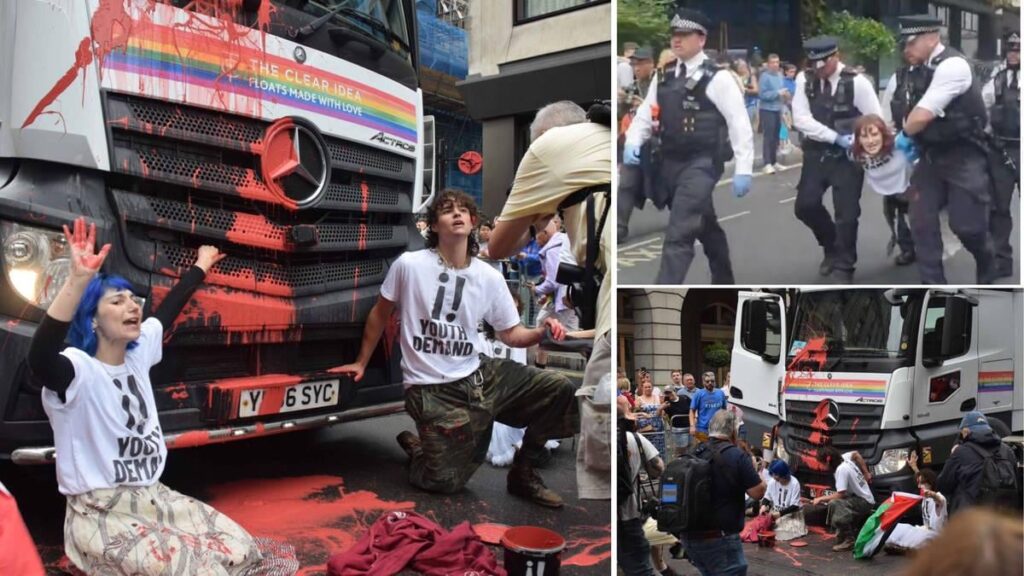 Youth Demand halt London Pride as pro-Palestinian protesters hurl paint and block parade route