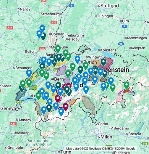 Map for Wildlifephotography in Switzerland