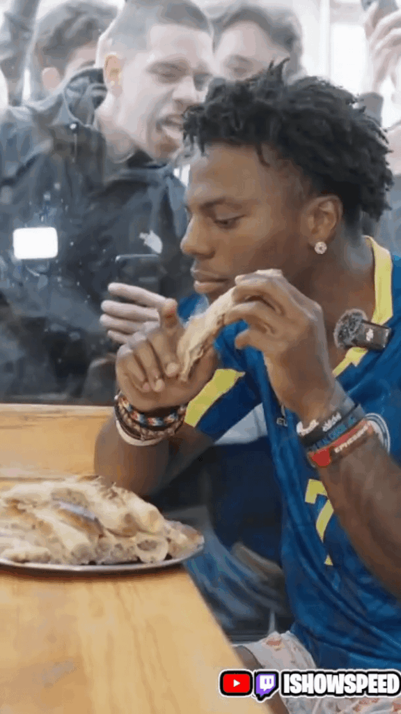 Speed eating Bosnian burek