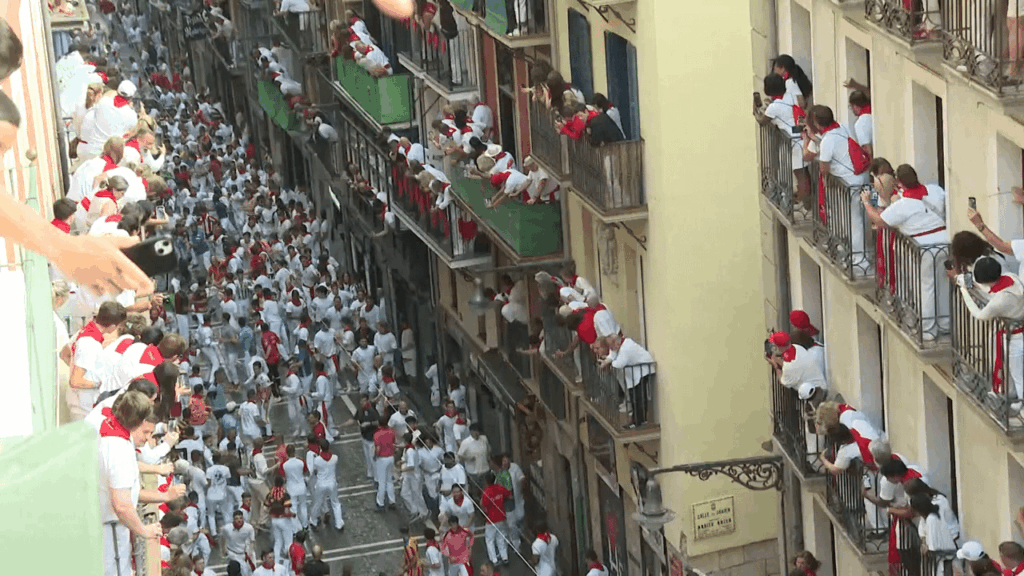 First bull run of San Fermin festival in Pamplona, Spain